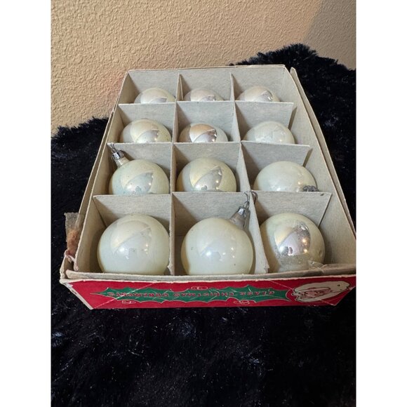 Vintage Christmas Tree Glass Ornaments Set Of 12 Original Box George Frank Sons - Picture 3 of 4